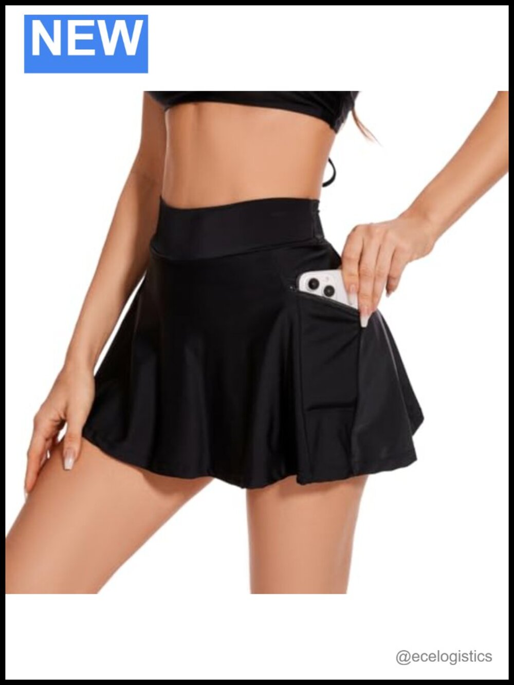 High Waisted Swim Skirt with Pockets Tummy Control for Women